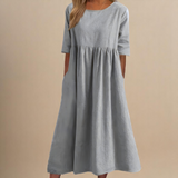 Linnea | Leichtes Baumwollkleid – Hellgrau