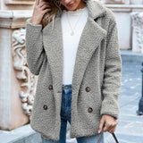 Damen Lässige Teddy Mantel | Elegante – Hellgrau