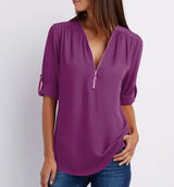 Valeria - Bluse mit Reißverschluss – Purpura