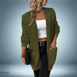 Lässig – mittellanger cardigan – Armeegrün