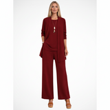 Wanda | Damen Elegantes 3-Teiliges Kleiderset – Koordiniertes Kleid Set Formal 2026 – Weinrot