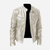 Norris - Lässige und schmal geschnittene Lederjacke für Herren – Silber