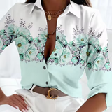 Freesia – Bluse mit Blumenmuster – Weiß Grün