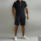 Herren Elegantes Polo- und Shorts-Set | Sommer – Schwarz