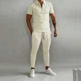 Herren Elegantes Polo Shirt und Hose Set | Stilvoll – Beige