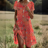 Racheal - Sommerkleid im Ethno-Stil für Kleid – Rot