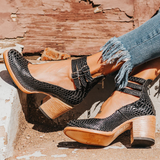 Ginevra™ | Chunky Sole Multi-Strap Pumps – Schwarze Schlange