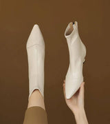Lielah – Lederstiefelette Mit Reißverschluss – Beige