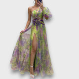 Aurielle – Maxikleid mit floraler – Grün