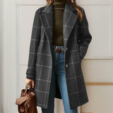 Judith™ | Elegante warme lange Jacke – Schwarz-Weiß