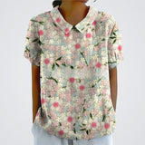 Sophia | Bedruckte Blumenbluse – Dunkelrosa