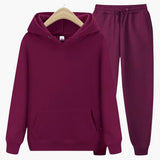 Herren Jogginganzug mit Kapuzenpullover und Bündchenhose – Burgundisch