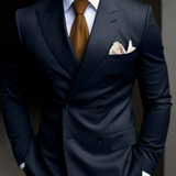 Zweireihiger Herren mit Sechs Knöpfen Hochzeitsgast Anzug | Elegant – Marineblau