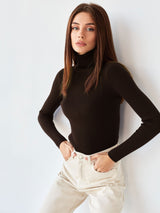 Klassischer Rollkragenpullover für Damen | Lässig – Kaffee