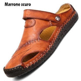 Levi - Herren Ledersandalen mit Flexsohle und orthopädischem Fußbett – Rotbraun