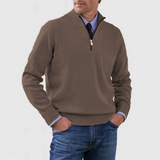 Herrenpullover mit halbem Reißverschluss – Braun