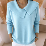 Jennifer™ | Strickpullover mit weichem Kragen – Hellblau