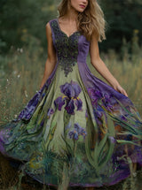 Erica - Stilvolles Maxikleid mit Blumenmuster für Damen – Grün 2