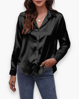 Damen Elegant Langärmelige Bluse | Festliche Blusen für Anlässe – Schwarz