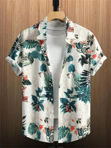 Tropisches 3D-Blumen-Hawaii-Hemd – Stil und Komfort in einem – Weiß Blau b