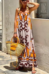 Langes Trägerkleid mit Ethno-Print – Sommerfarbpalette – Multicolor