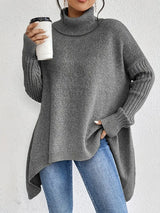 BRIGITTE – LANGER ROLLKRAGENPULLOVER – Steingrau