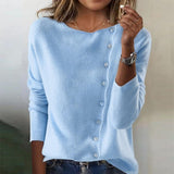 Klassischer Pullover mit Knopfleiste – Hellblau