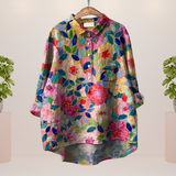 Amber | Trendy Modisches Print Kunst Shirt – Blumen Kunst