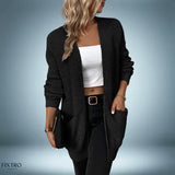 Lässig – mittellanger cardigan – Schwarz