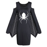 Spinnen Druck Halloween Kostum Kleid | Mini – Schwarz