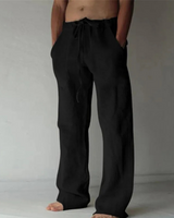 Herren Lässige Kordelzug-Hose | Lockerer Schnitt – Schwarz