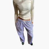 Damen Loungehose mit elastischem Bund und weitem Bein – Blau
