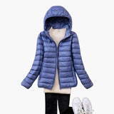 Ultraleichte Daunenjacke mit Kapuze für Damen – Haze blau