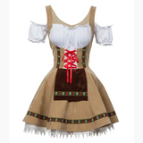 Damen Mini Dirndlkleid in Kurzform | Trachtenkleid mit klassischen Elementen – Khaki