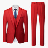 Eleganter Slim Fit Anzug - Herren 3-teilig für Business – Rot