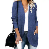 HANAE –  Long-cardigan mit retro-flair – Jeansblau