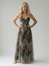Isel | Soft Wrap Maxikleid – Dunkelgrün