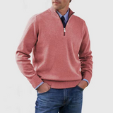 Pullover Herren Half Zip Modern | Warm Komfort Freizeit – Rosa