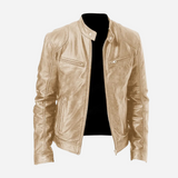 Norris - Lässige und schmal geschnittene Lederjacke für Herren – Gold