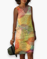 Damen Stilvolles Ärmelloses Kleid | Herbst – Gelb