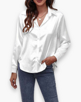 Damen Elegant Langärmelige Bluse | Festliche Blusen für Anlässe – Weiß