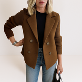 Martine™ | Elegante Jacke mit Strickärmeln – Dunkelbraun