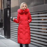 Marine - Verlängerter warmer Wintermantel – Rot