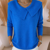 Jennifer™ | Strickpullover mit weichem Kragen – Blau