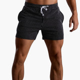 Gestreifte Shorts mit Kordelzug - für Herren im Sommerstil – Schwarz