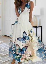 Kathryn - Stilvolles Maxikleid mit Blumenmuster für Damen – Dunkelblau