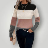 Damen Winterpullover – Warmer Strickpullover mit Stehkragen – Rosa