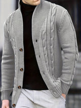 Victor | Zopfstrickjacke mit Knöpfen – Grau