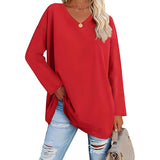 Alicia™ - Lässiger V-Ausschnitt Pullover – Rot