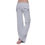 Damen nan lässige Low-Rise Cargo-Loungehose mit weitem Bein, breitem Komfortbund und dekorativen Klappentaschen Drune – Grau